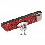 Wholesale iPhone X (Ten) Sparkling Glitter Chrome Fancy Case with Metal Plate (Red)